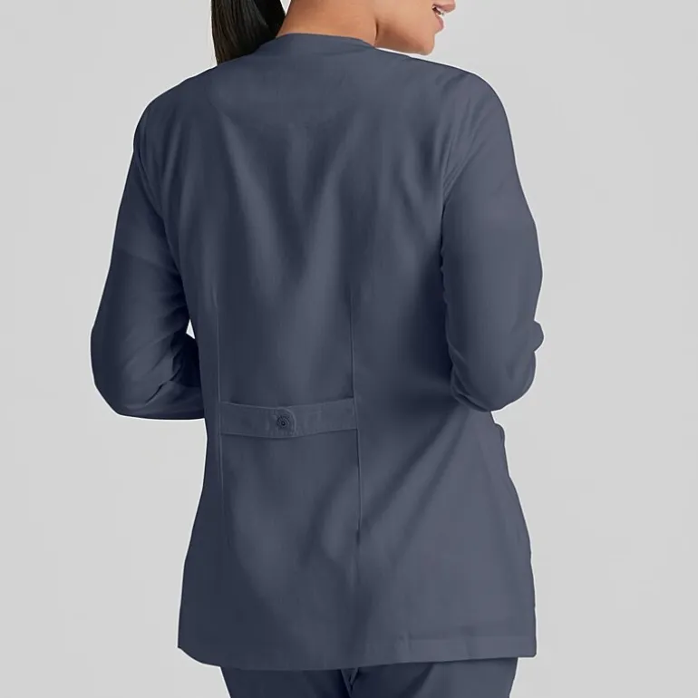 Grey's Anatomy™ by Barco Classic 4450 Jamie 4-Pocket Crewneck Snap-Front Womens Plus Tall Tag Free Scrub Jackets