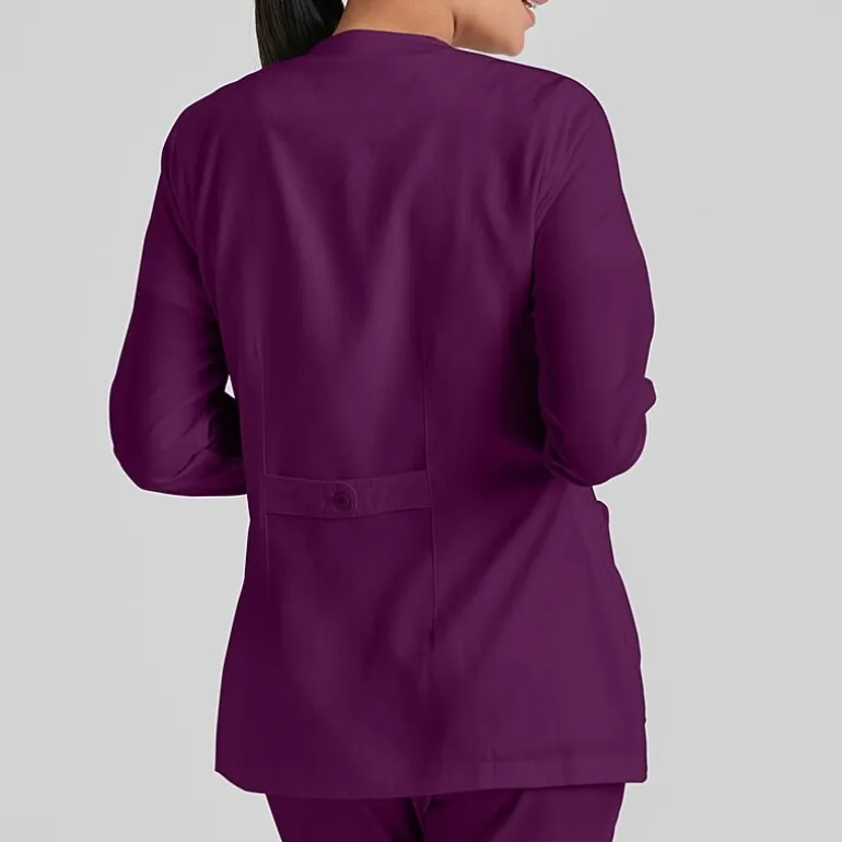 Grey's Anatomy™ by Barco Classic 4450 Jamie 4-Pocket Crewneck Snap-Front Womens Plus Tall Tag Free Scrub Jackets