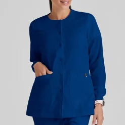 Grey's Anatomy™ by Barco Classic 4450 Jamie 4-Pocket Crewneck Snap-Front Womens Plus Tall Tag Free Scrub Jackets