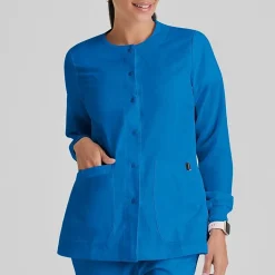 Grey's Anatomy™ by Barco Classic 4450 Jamie 4-Pocket Crewneck Snap-Front Womens Plus Tall Tag Free Scrub Jackets