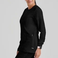 Grey's Anatomy™ by Barco Classic 4450 Jamie 4-Pocket Crewneck Snap-Front Womens Plus Tall Tag Free Scrub Jackets