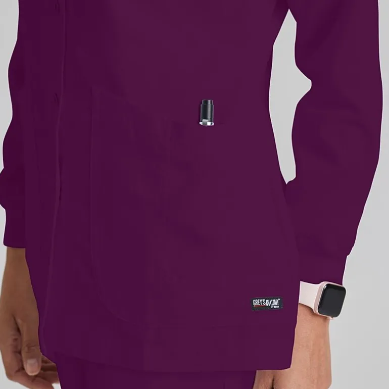 Grey's Anatomy™ by Barco Classic 4450 Jamie 4-Pocket Crewneck Snap-Front Womens Plus Tall Tag Free Scrub Jackets