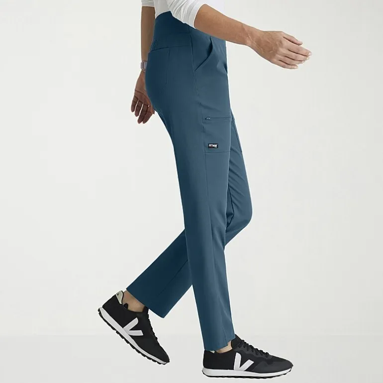 Grey's Anatomy™ by Barco Spandex Stretch Direct Grsp633 Relay 5-Pocket Mid-Rise Straight Leg Womens Petite Stretch Fabric Moisture Wicking Wrinkle Resistant Scrub Pant