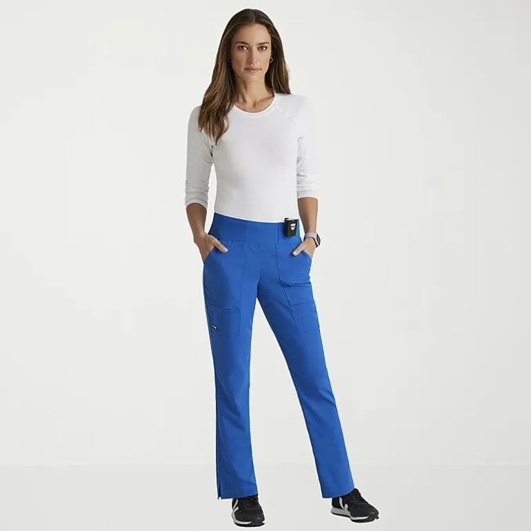 Grey's Anatomy™ by Barco Spandex Stretch Direct Grsp633 Relay 5-Pocket Mid-Rise Straight Leg Womens Petite Stretch Fabric Moisture Wicking Wrinkle Resistant Scrub Pant