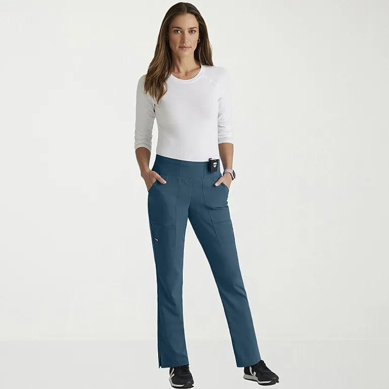 Grey's Anatomy™ by Barco Spandex Stretch Direct Grsp633 Relay 5-Pocket Mid-Rise Straight Leg Womens Petite Stretch Fabric Moisture Wicking Wrinkle Resistant Scrub Pant