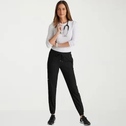 Grey's Anatomy™ by Barco Spandex Stretch Direct Grsp632 Dash 5-Pocket Mid-Rise Jogger Womens Plus Tall Stretch Fabric Moisture Wicking Wrinkle Resistant Scrub Pant
