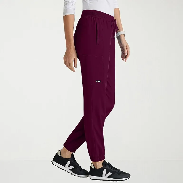 Grey's Anatomy™ by Barco Spandex Stretch Direct Grsp632 Dash 5-Pocket Mid-Rise Jogger Womens Plus Tall Stretch Fabric Moisture Wicking Wrinkle Resistant Scrub Pant