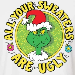 Grinch Ugly Cropped Womens Juniors Crew Neck Short Sleeve Regular Fit Dr. Seuss Graphic T-Shirt