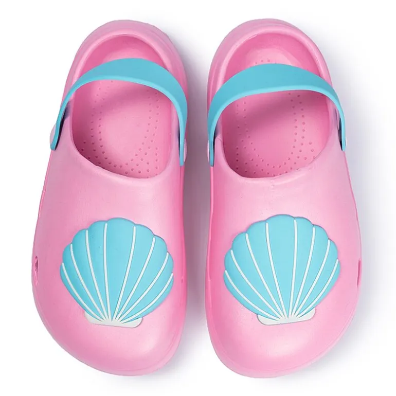 Ground Up Seashell Little & Big Kid Girls Round Closed Toe Clogs