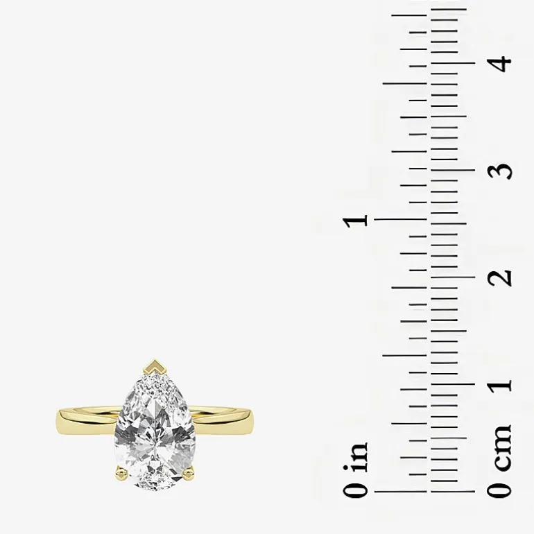 Grown Gorgeous (F, Vs2) Womens 2 1/4 CT. Lab Grown White Diamond 14K Gold Pear Solitaire Engagement Ring