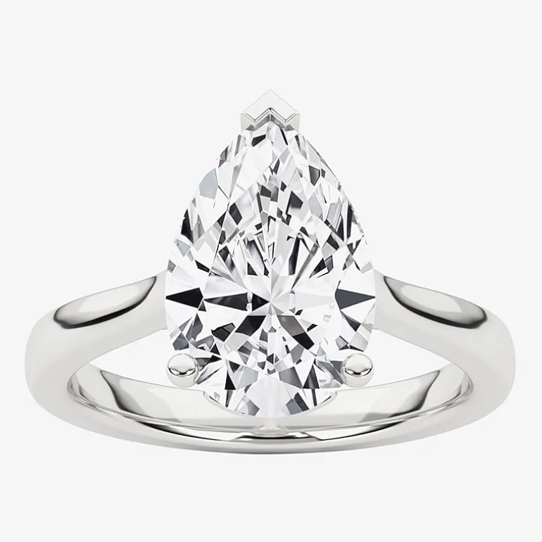 Grown Gorgeous (F, Vs2) Womens 2 1/4 CT. Lab Grown White Diamond 14K Gold Pear Solitaire Engagement Ring