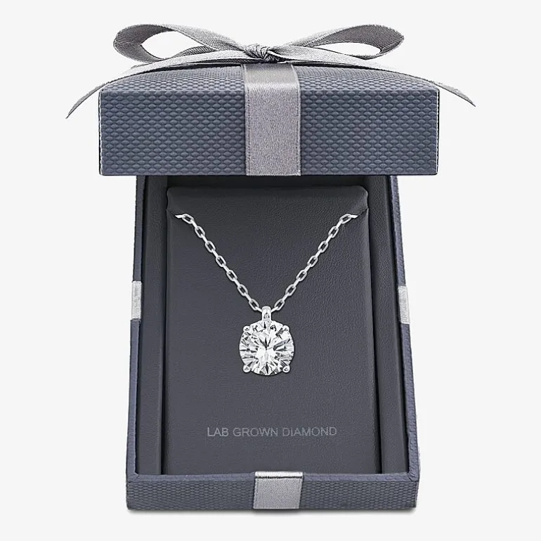 Grown Gorgeous (F, Vs2) Womens 1 1/8 CT. T.W. Lab-Grown Diamond 14K Gold or Platinum Round 18 Inch Pendant Necklace