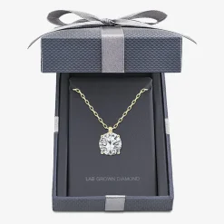 Grown Gorgeous (F, Vs2) Womens 1 1/8 CT. T.W. Lab-Grown Diamond 14K Gold or Platinum Round 18 Inch Pendant Necklace