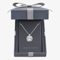 Grown Gorgeous (F, Vs2) Womens 1 1/8 CT. T.W. Lab-Grown Diamond 14K Gold or Platinum Round 18 Inch Pendant Necklace
