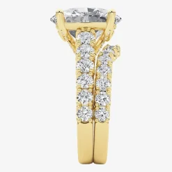 Grown Gorgeous (F / Vs2) Womens 5 1/3 Ct. T.W. Lab Grown White Diamond 14K Gold Oval Side Stone Bridal Set