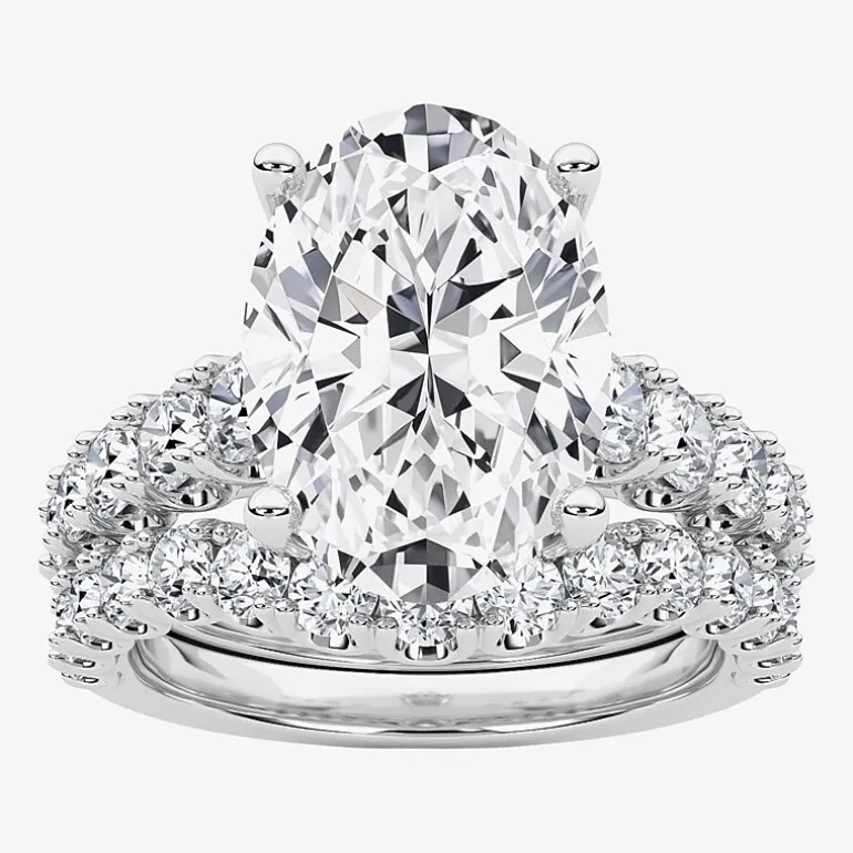 Grown Gorgeous (F / Vs2) Womens 5 1/3 Ct. T.W. Lab Grown White Diamond 14K Gold Oval Side Stone Bridal Set