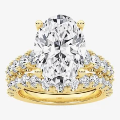 Grown Gorgeous (F / Vs2) Womens 5 1/3 Ct. T.W. Lab Grown White Diamond 14K Gold Oval Side Stone Bridal Set