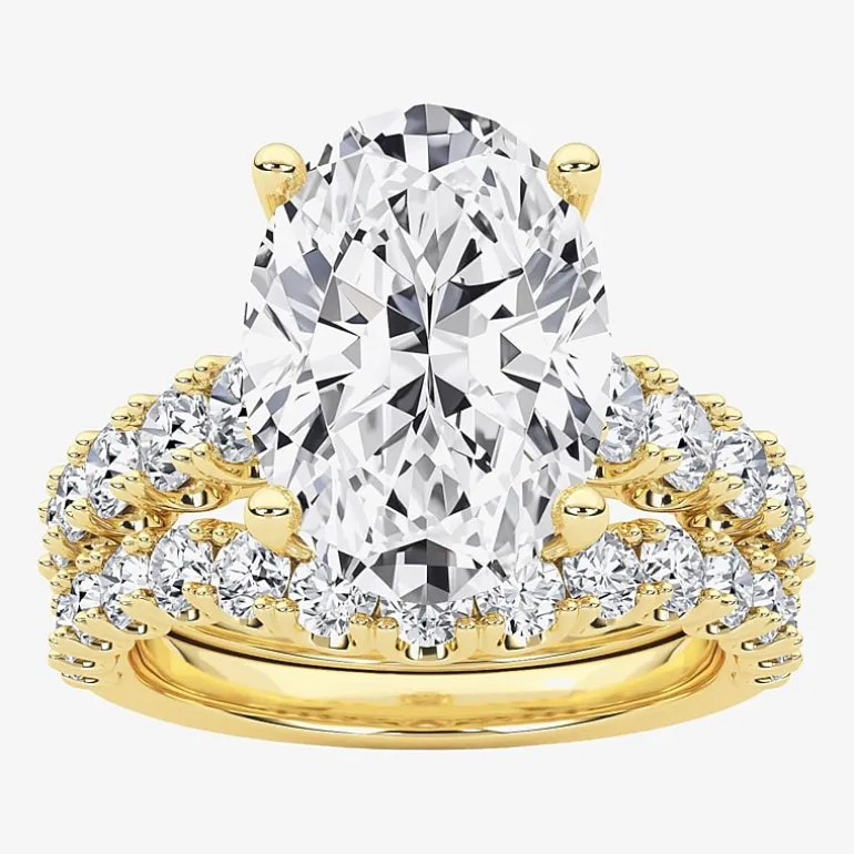 Grown Gorgeous (F / Vs2) Womens 5 1/3 Ct. T.W. Lab Grown White Diamond 14K Gold Oval Side Stone Bridal Set