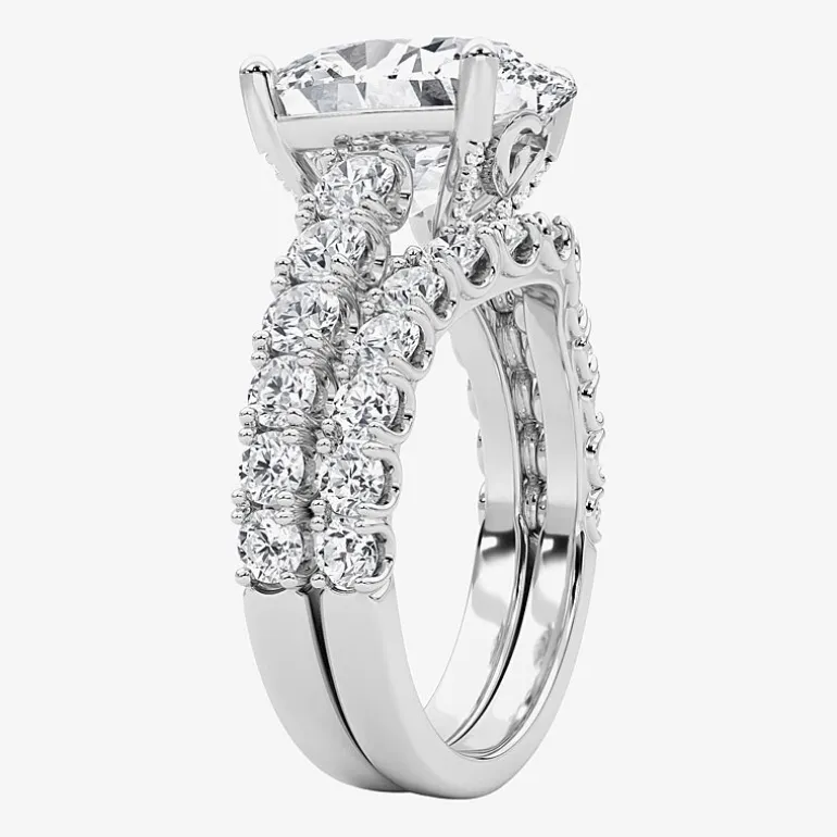 Grown Gorgeous (F / Vs2) Womens 5 1/3 Ct. T.W. Lab Grown White Diamond 14K Gold Oval Side Stone Bridal Set