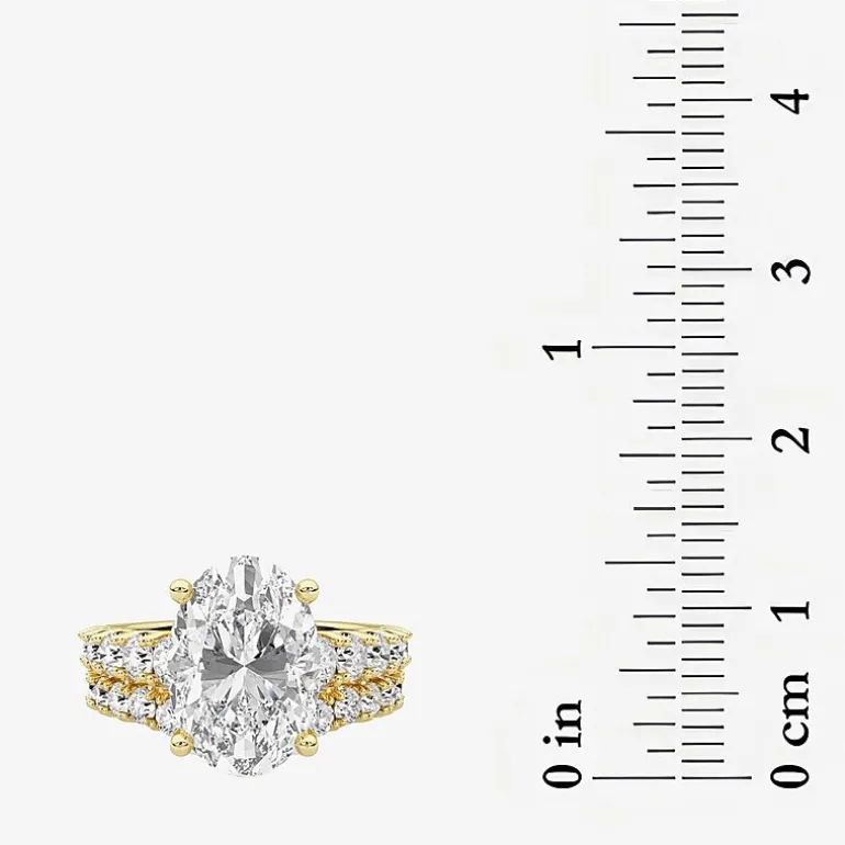 Grown Gorgeous (F / Vs2) Womens 5 1/3 Ct. T.W. Lab Grown White Diamond 14K Gold Oval Side Stone Bridal Set