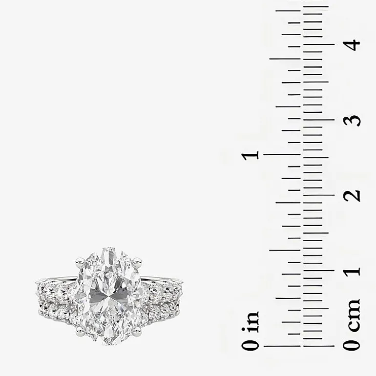 Grown Gorgeous (F / Vs2) Womens 5 1/3 Ct. T.W. Lab Grown White Diamond 14K Gold Oval Side Stone Bridal Set