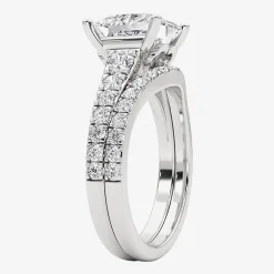 Grown Gorgeous (F, Vs2) Womens 3 5/8 Ct. T.W. Lab Grown White Diamond 14K Gold or Platinum Princess-cut Side Stone Bridal Set