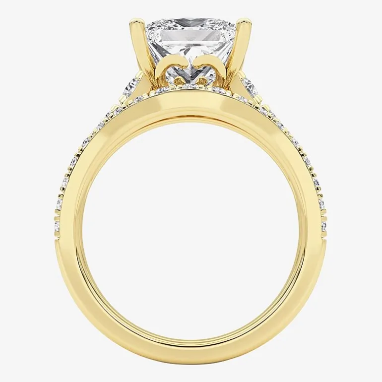 Grown Gorgeous (F, Vs2) Womens 3 5/8 Ct. T.W. Lab Grown White Diamond 14K Gold or Platinum Princess-cut Side Stone Bridal Set