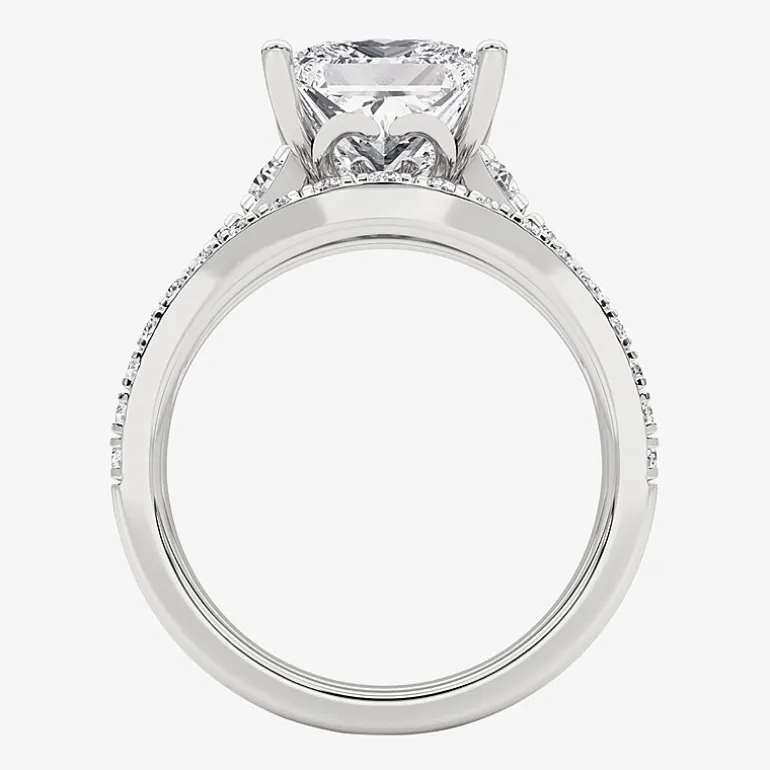 Grown Gorgeous (F, Vs2) Womens 3 5/8 Ct. T.W. Lab Grown White Diamond 14K Gold or Platinum Princess-cut Side Stone Bridal Set