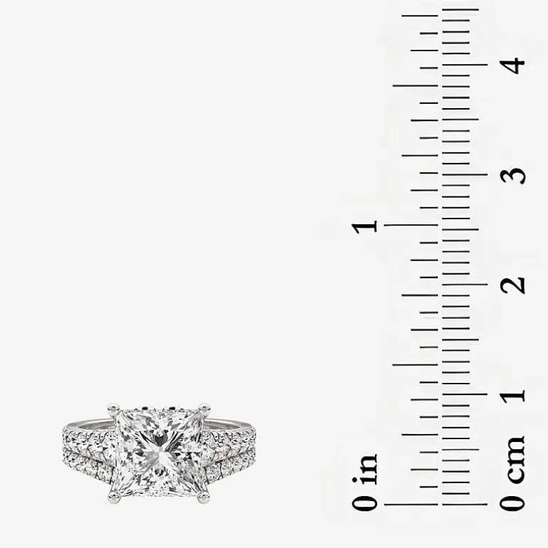 Grown Gorgeous (F, Vs2) Womens 3 5/8 Ct. T.W. Lab Grown White Diamond 14K Gold or Platinum Princess-cut Side Stone Bridal Set