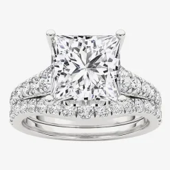 Grown Gorgeous (F, Vs2) Womens 3 5/8 Ct. T.W. Lab Grown White Diamond 14K Gold or Platinum Princess-cut Side Stone Bridal Set