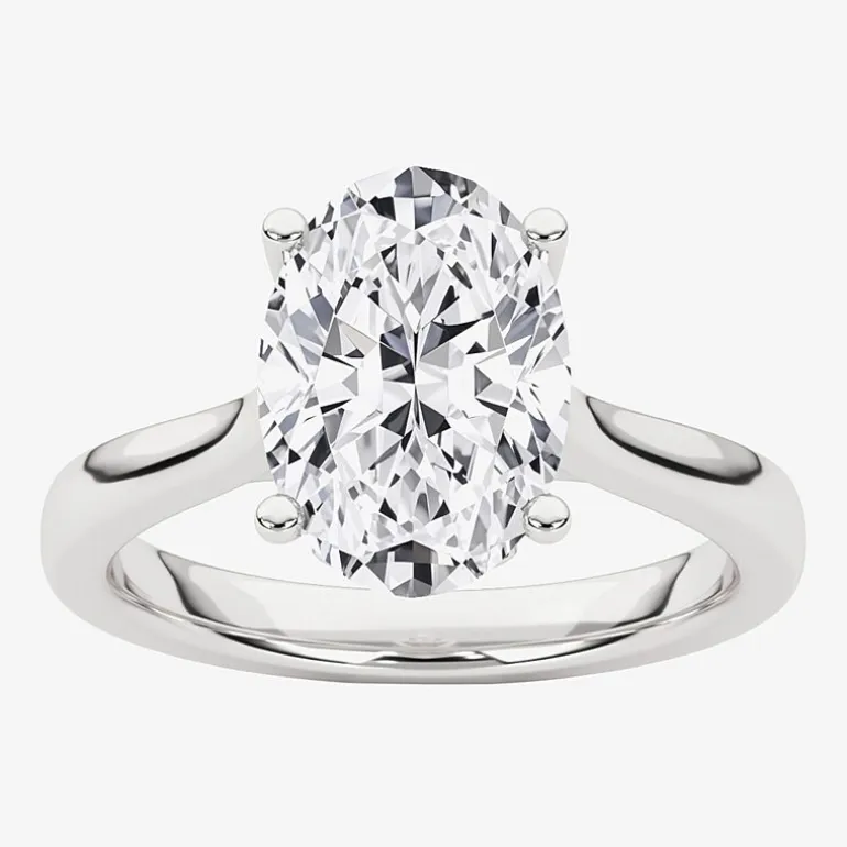 Grown Gorgeous (F, Vs2) Womens 2 1/4 CT. T.W. Lab Grown White Diamond 14K Gold or Platinum Oval Solitaire Engagement Ring