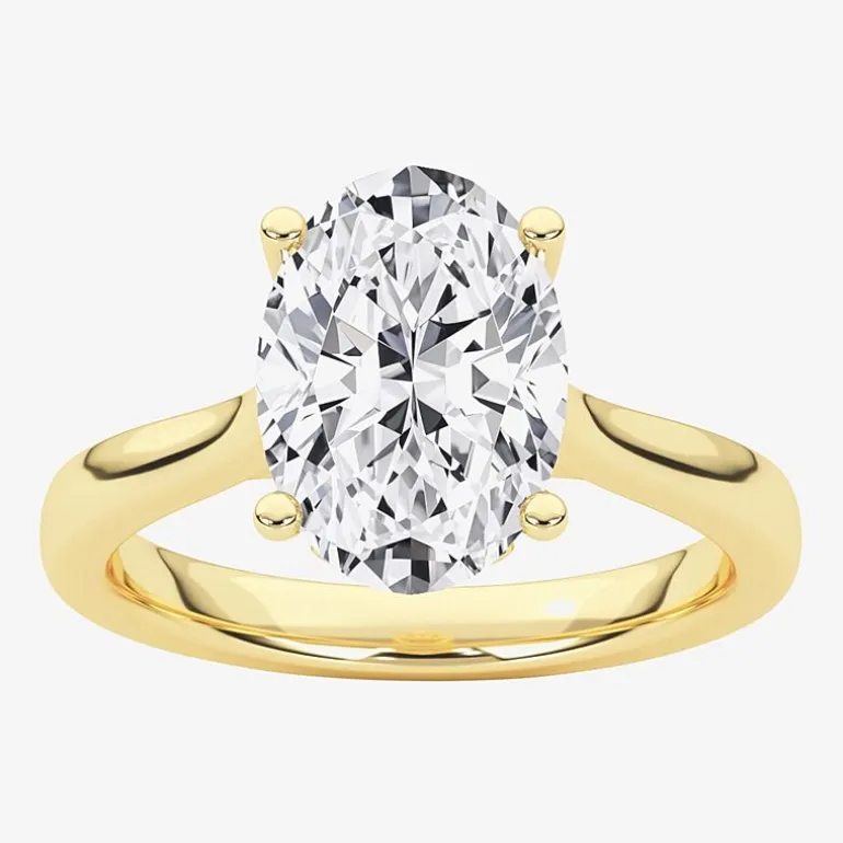Grown Gorgeous (F, Vs2) Womens 2 1/4 CT. T.W. Lab Grown White Diamond 14K Gold or Platinum Oval Solitaire Engagement Ring