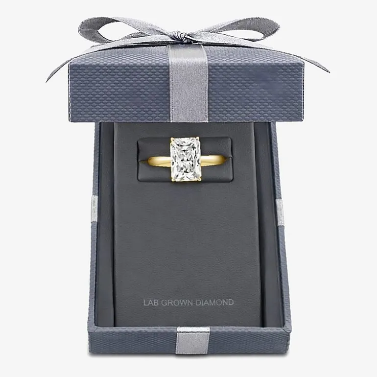 Grown Gorgeous F, Vs2 Womens 3 1/2 CT. T.W Lab Grown White Diamond 14K Gold or Platinum Radiant-cut Engagement Ring