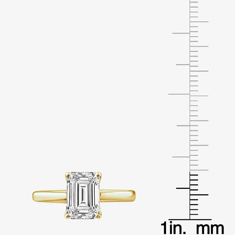 Grown Gorgeous (F, Vs2) Womens 2 1/4 CT. T.W. Lab Grown White Diamond 14K Gold or Platinum Emerald-cut Solitaire Engagement Ring
