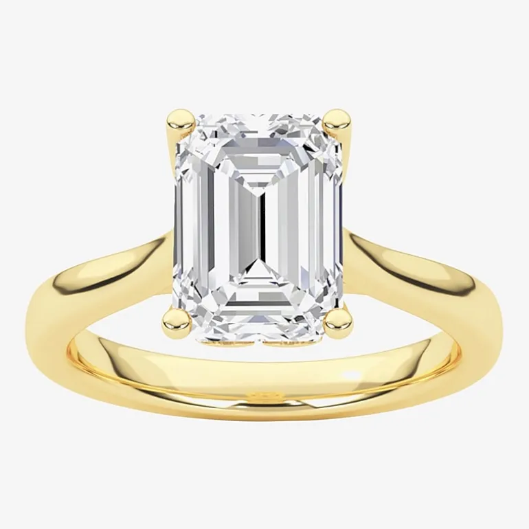 Grown Gorgeous (F, Vs2) Womens 2 1/4 CT. T.W. Lab Grown White Diamond 14K Gold or Platinum Emerald-cut Solitaire Engagement Ring