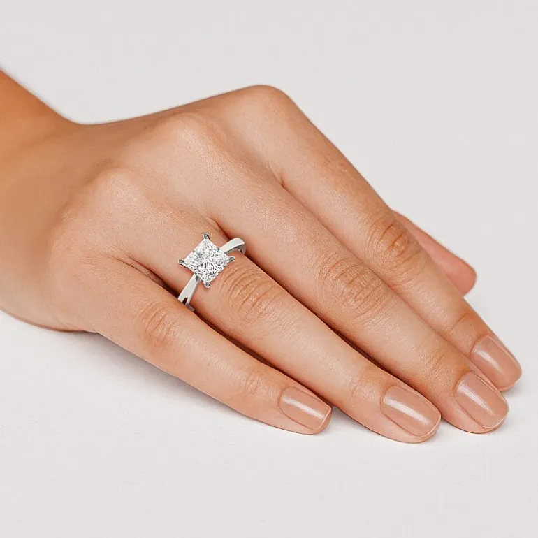 Grown Gorgeous (F, Vs2) Womens 2 1/4 CT. T.W. Lab Grown White Diamond 14K Gold or Platinum Princess-cut Solitaire Engagement Ring