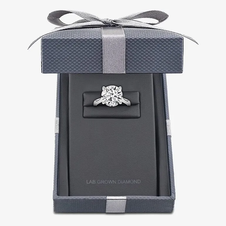 Grown Gorgeous (F / Vs2) Womens 3 3/4 CT. T.W. Lab Grown White Diamond 14K Gold Round Solitaire Engagement Ring