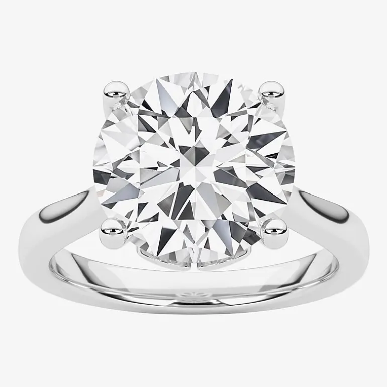 Grown Gorgeous (F / Vs2) Womens 3 3/4 CT. T.W. Lab Grown White Diamond 14K Gold Round Solitaire Engagement Ring