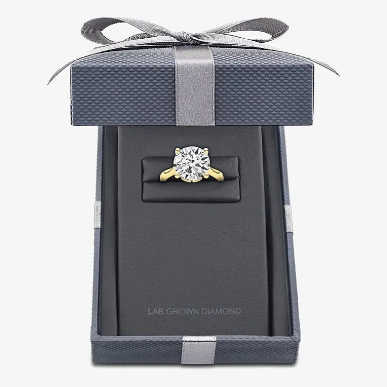 Grown Gorgeous (F / Vs2) Womens 3 3/4 CT. T.W. Lab Grown White Diamond 14K Gold Round Solitaire Engagement Ring