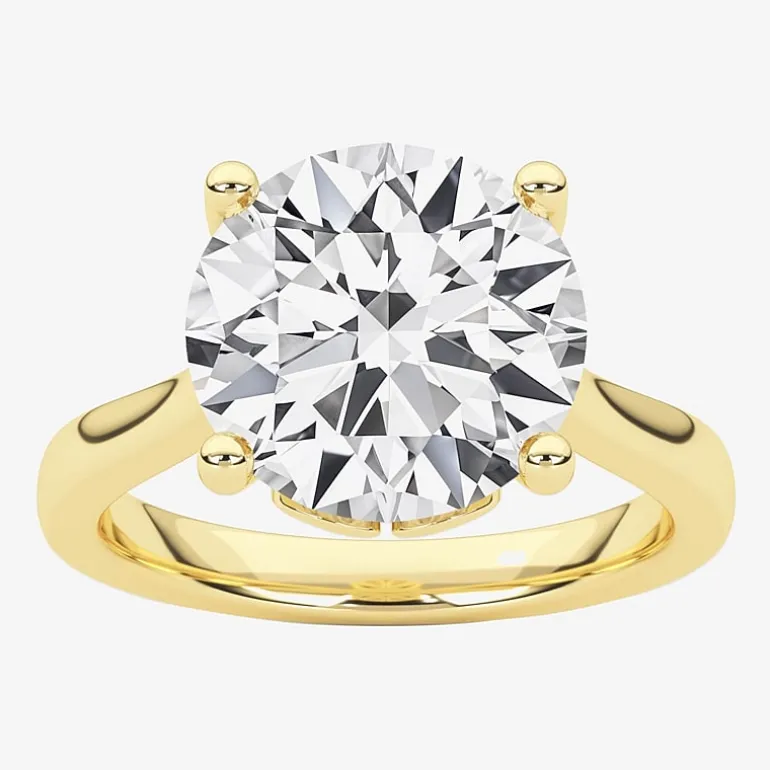 Grown Gorgeous (F / Vs2) Womens 3 3/4 CT. T.W. Lab Grown White Diamond 14K Gold Round Solitaire Engagement Ring