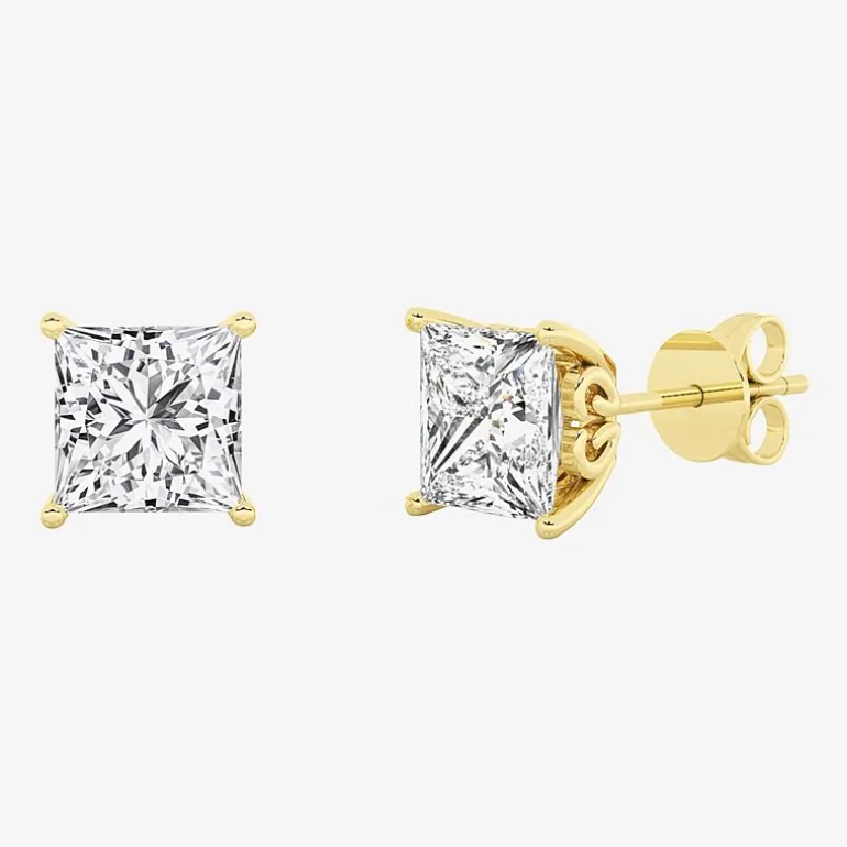 Grown Gorgeous (Vs2, F) 2 1/4 CT. T.W. Lab-Grown Diamond 14K Gold or Platinum 6.3mm Princess Stud Earrings