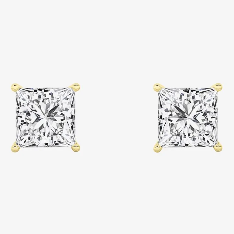 Grown Gorgeous (Vs2, F) 2 1/4 CT. T.W. Lab-Grown Diamond 14K Gold or Platinum 6.3mm Princess Stud Earrings