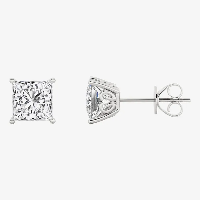 Grown Gorgeous (Vs2, F) 2 1/4 CT. T.W. Lab-Grown Diamond 14K Gold or Platinum 6.3mm Princess Stud Earrings