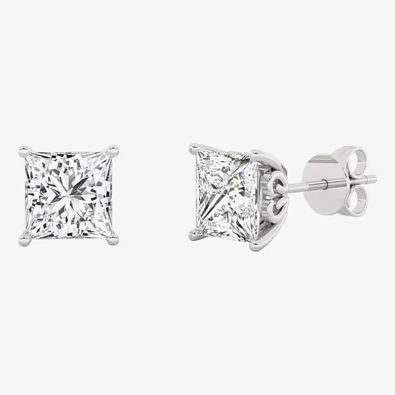 Grown Gorgeous (Vs2, F) 2 1/4 CT. T.W. Lab-Grown Diamond 14K Gold or Platinum 6.3mm Princess Stud Earrings