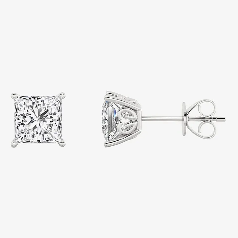 Grown Gorgeous (Vs2, F) 2 1/4 CT. T.W. Lab-Grown Diamond 14K Gold or Platinum 6.3mm Princess Stud Earrings