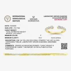 Grown Gorgeous Womens 1/2 CT. T.W. Lab Grown White Diamond 14K Gold Anniversary Band
