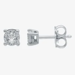 (G / SI1-SI2) Ever Star 1/10 CT. T.W. Lab Grown White Diamond Sterling Silver or 14K Gold over Silver 4.9mm Stud Earrings