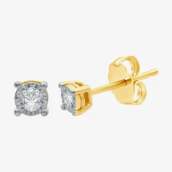 (G / SI1-SI2) Ever Star 1/10 CT. T.W. Lab Grown White Diamond Sterling Silver or 14K Gold over Silver 4.9mm Stud Earrings