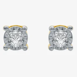 (G / SI1-SI2) Ever Star 1/10 CT. T.W. Lab Grown White Diamond Sterling Silver or 14K Gold over Silver 4.9mm Stud Earrings