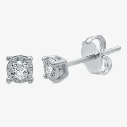 (G / SI1-SI2) Ever Star 1/10 CT. T.W. Lab Grown White Diamond Sterling Silver or 14K Gold over Silver 4.9mm Stud Earrings